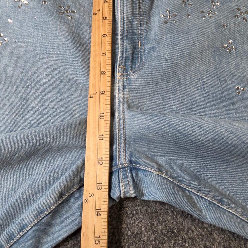 Old Navy OG Loose Jeans Womens 16 Light Wash Rhinestone Embellish High Rise NWT - Picture 5 of 8